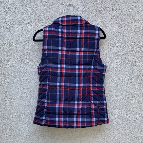 NWOT-Tommy Hilfiger Navy Red Plaid Puff Quilted Zipper Vest S - Picture 5 of 9